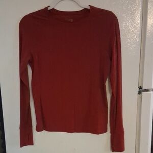 aerie Long Sleeve Crewneck Top in Rust